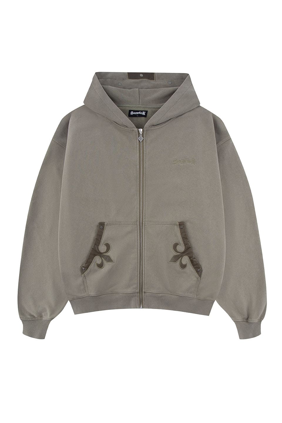 Fleur Leather Patch Zip Hoodie｜SUPPLIER｜フーディー