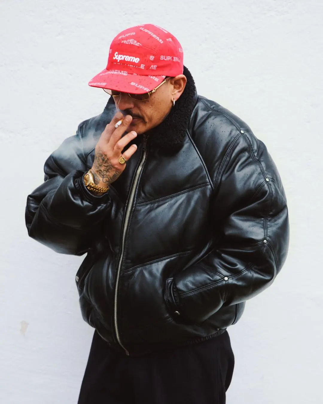 Supreme®/Schott® Chevron Leather Down Puffer Jacket | Supreme 24fw