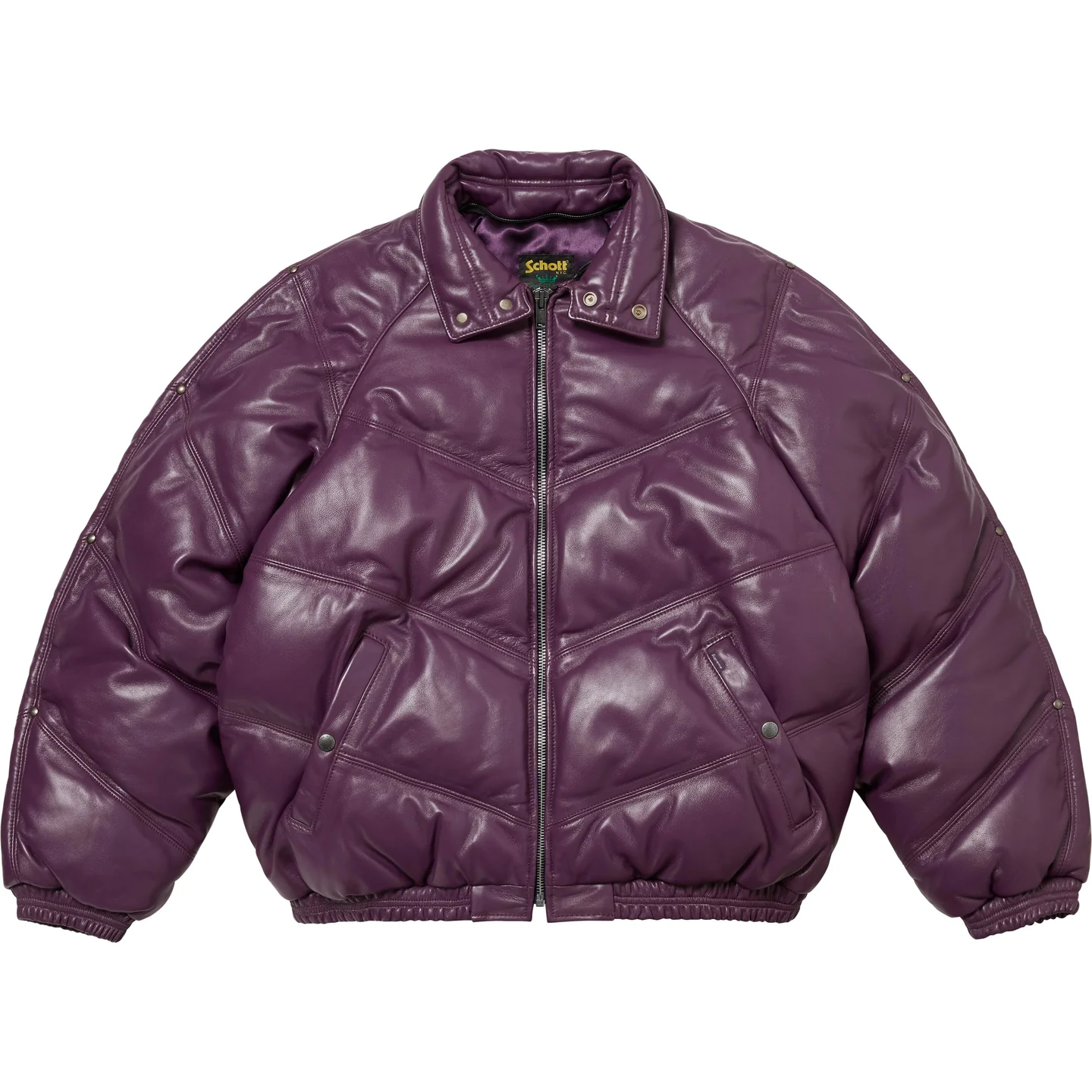 Supreme®/Schott® Chevron Leather Down Puffer Jacket | Supreme 24fw