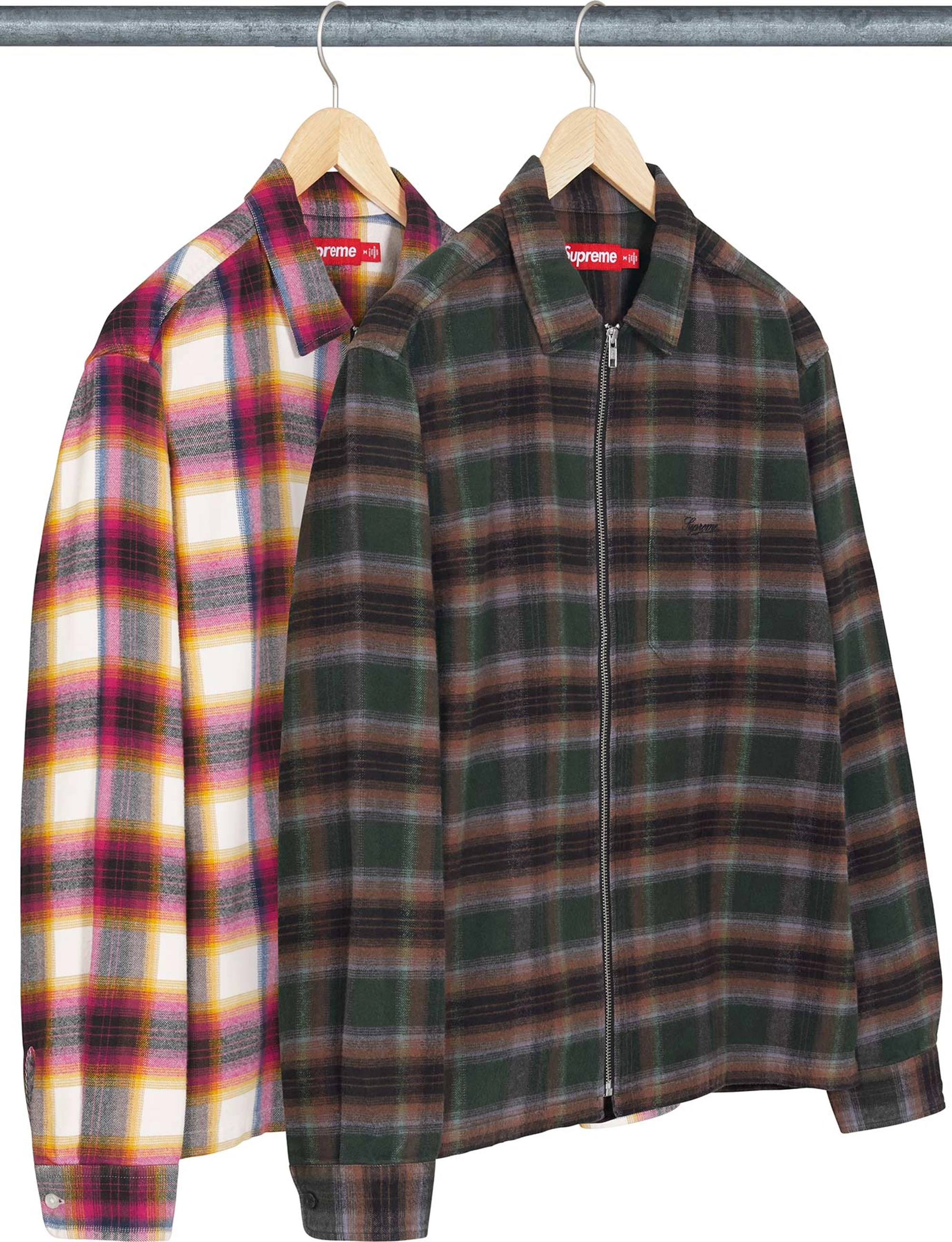Shadow Plaid Flannel Zip Up Shirt | Supreme 24ss