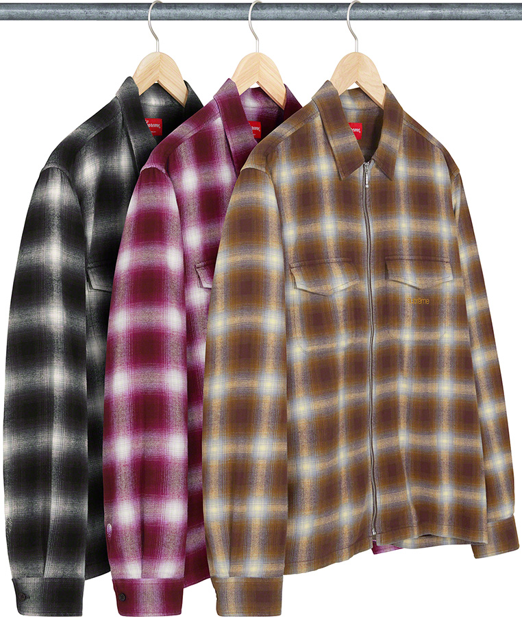 Shadow Plaid Flannel Zip Up Shirt | Supreme 22fw