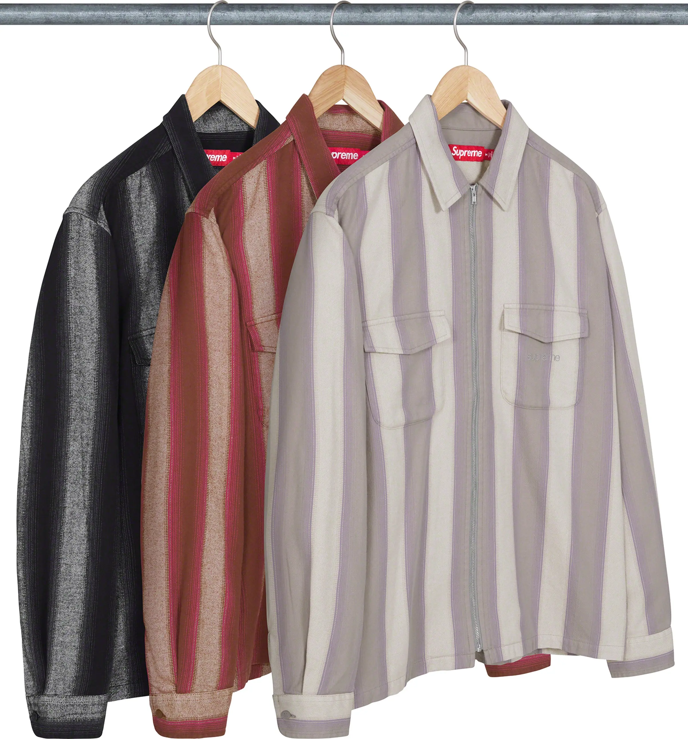 Stripe Flannel Zip Up Shirt | Supreme 23fw