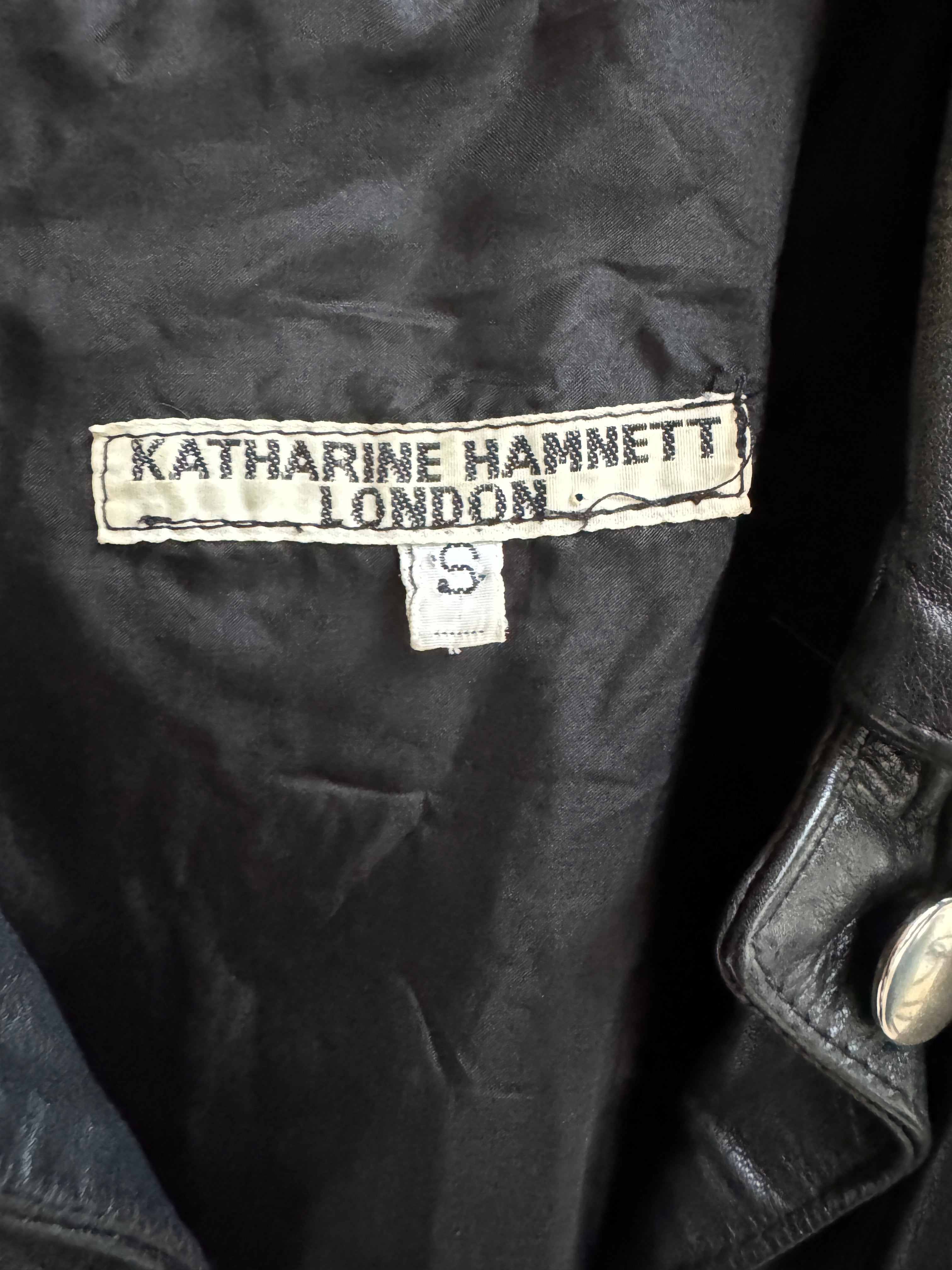 1980s Katharine Hamnett Black Leather Jacket – UK Vintage