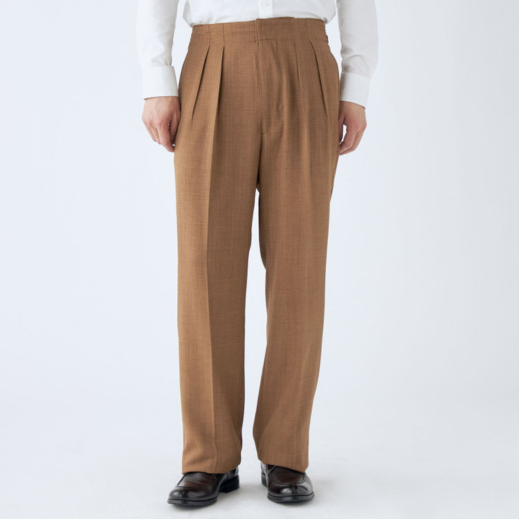 発送在庫あり】【RBC】【春夏】2タックワイドパンツ/ブラウン/サイド