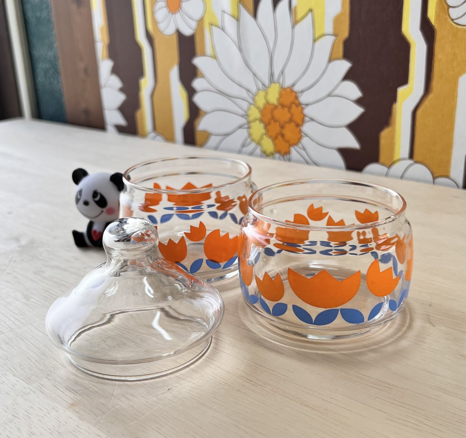 ADERIAアデリア 二段キャニスター キャンディポット チューリップ オレンジ