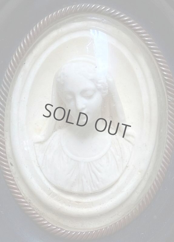 聖母像 メダイヨン オーバルガラス フランス アンティーク - Grand