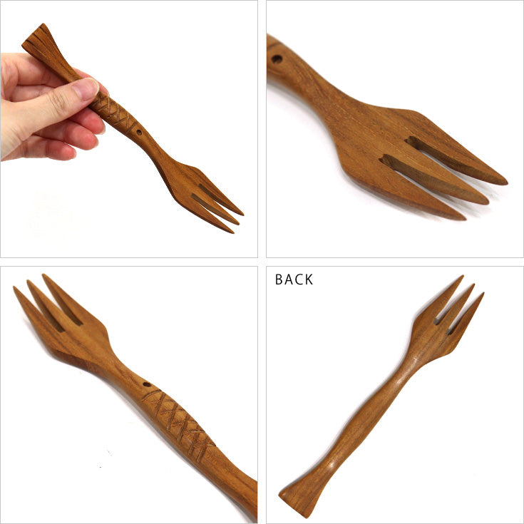 木製 カトラリーセット スプーン フォーク 2本 セット 大 お魚型 食器