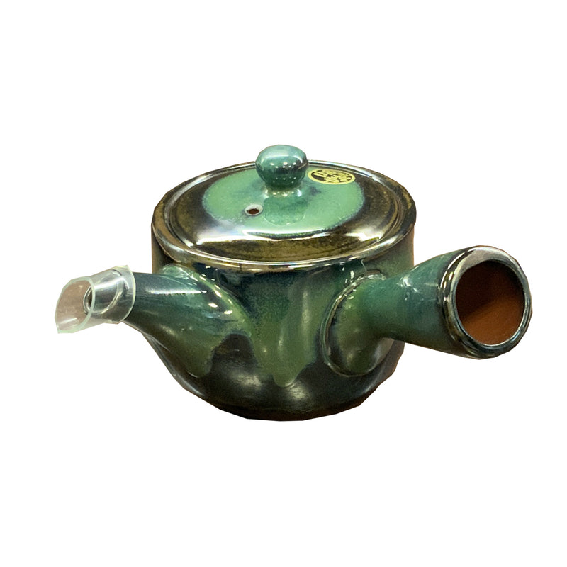 横浜戸塚の老舗 春芳茶園】 常滑焼 ステンレスフィルター付急須 緑